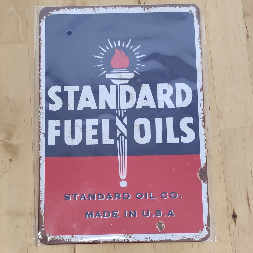 Vintage Standard Fuel Oils Metal Sign